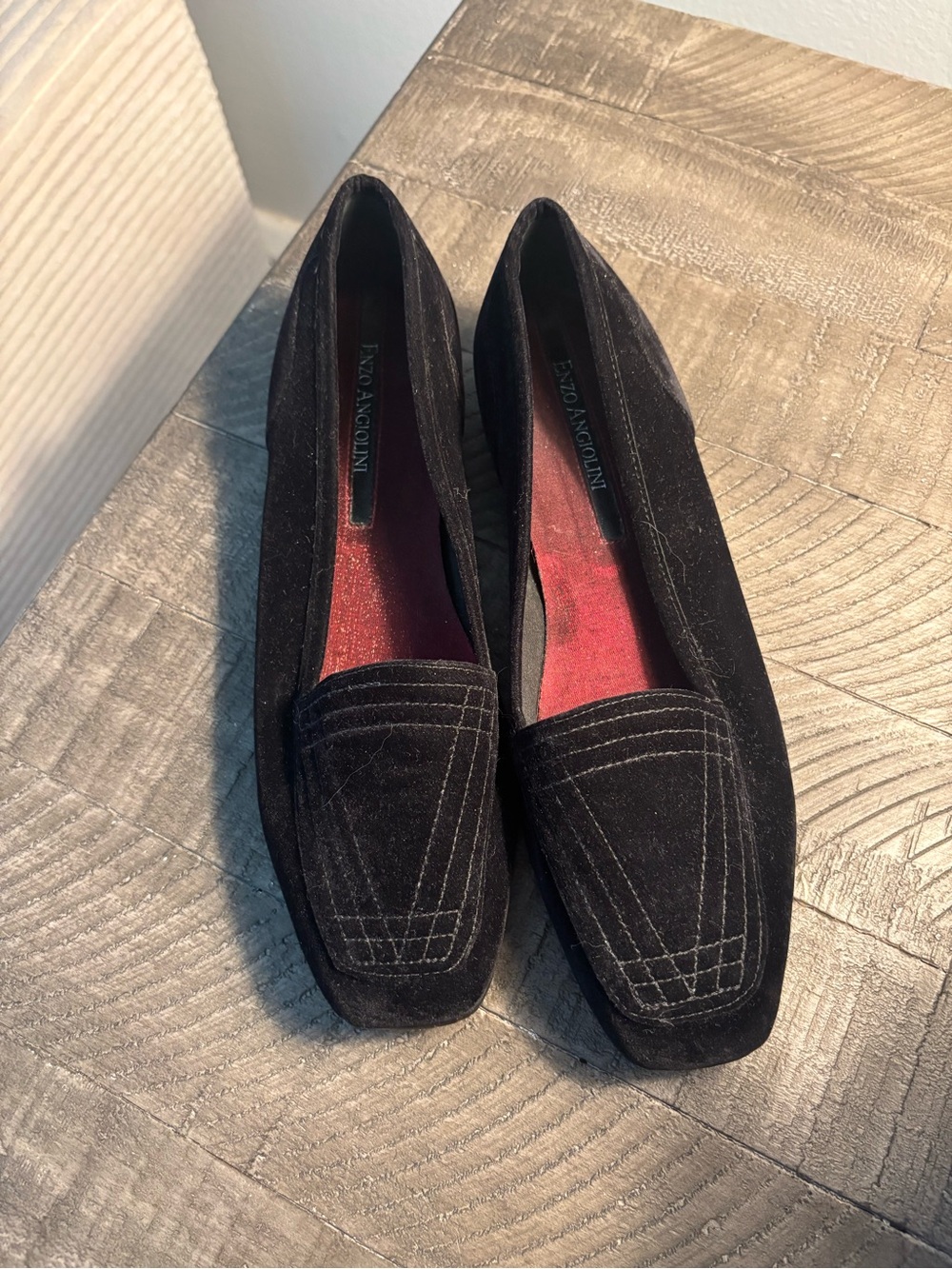 Quiet Luxury High End Enzo Angiolini Black Suede Loafers Made in Brazil US 7.5